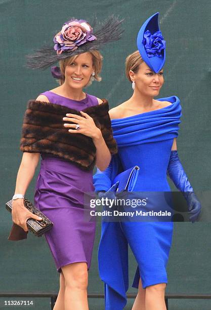 Santa Palmer-Tomkinson and Tara Palmer-Tomkinson arrive to attend the Royal Wedding of Prince William to Catherine Middleton at Westminster Abbey on...