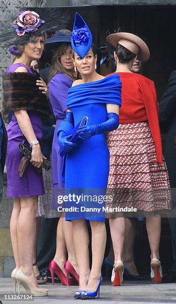Santa Palmer-Tomkinson and Tara Palmer-Tomkinson arrive to attend the Royal Wedding of Prince William to Catherine Middleton at Westminster Abbey on...