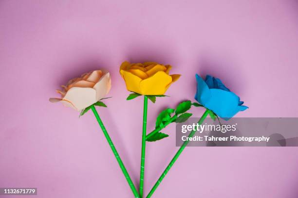 paper roses - paper flower stock pictures, royalty-free photos & images