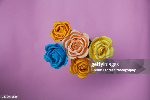 paper roses - paper flower stock pictures, royalty-free photos & images