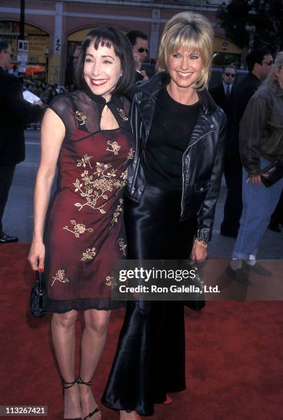 Actress Didi Conn and singer Olivia Newton-John attend the "Grease" 20th Anniversary Screening on May 15, 1998 at Mann's Chinese Theatre in...