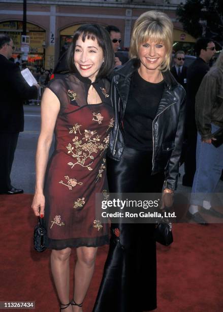 Actress Didi Conn and singer Olivia Newton-John attend the "Grease" 20th Anniversary Screening on May 15, 1998 at Mann's Chinese Theatre in...