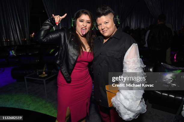 Chelsea Rendon and Ser Anzoategui attend the "Now Apocalypse" Los Angeles Premiere after party at Hollywood Palladium on February 27, 2019 in Los...
