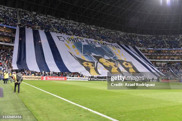 General view of the BBVA Stadium prior a round of sixteen second leg match between Monterrey and Alianza as part of CONCACAF Champions League 2019 at...