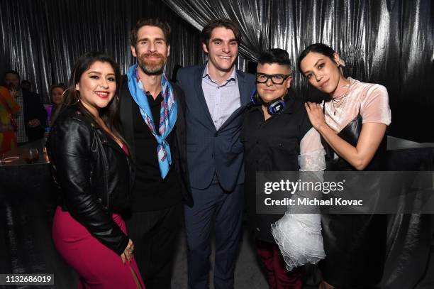 Chelsea Rendon, Evan Hart, RJ Mitte, Ser Anzoategui, and Mishel Prada attend the "Now Apocalypse" Los Angeles Premiere after party at Hollywood...