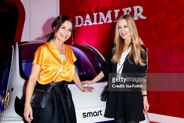 Model Gitta Saxx and German actress Xenia Seeberg during the "Daimler Salon - be a mover" on February 27, 2019 in Berlin, Germany.