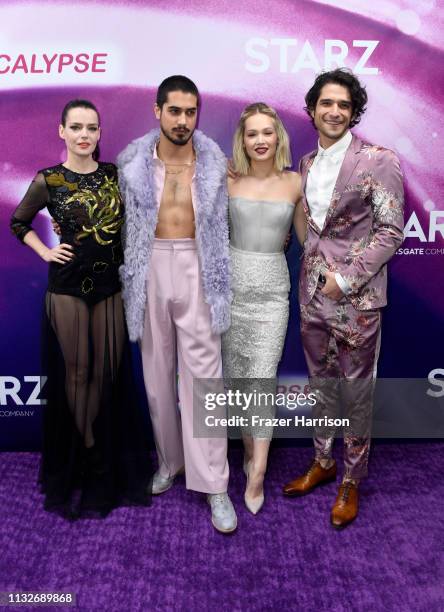 Roxane Mesquida, Avan Jogia, Kelli Berglund, and Tyler Posey attend the 'Now Apocalypse' Los Angeles Premiere at Hollywood Palladium on February 27,...