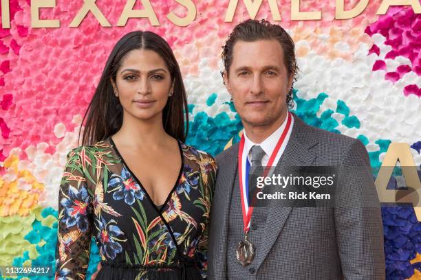 Camila Alves and honoree Matthew McConaughey attend the 2019 Texas Medal Of Arts Awards at the Long Center for the Performing Arts on February 27,...