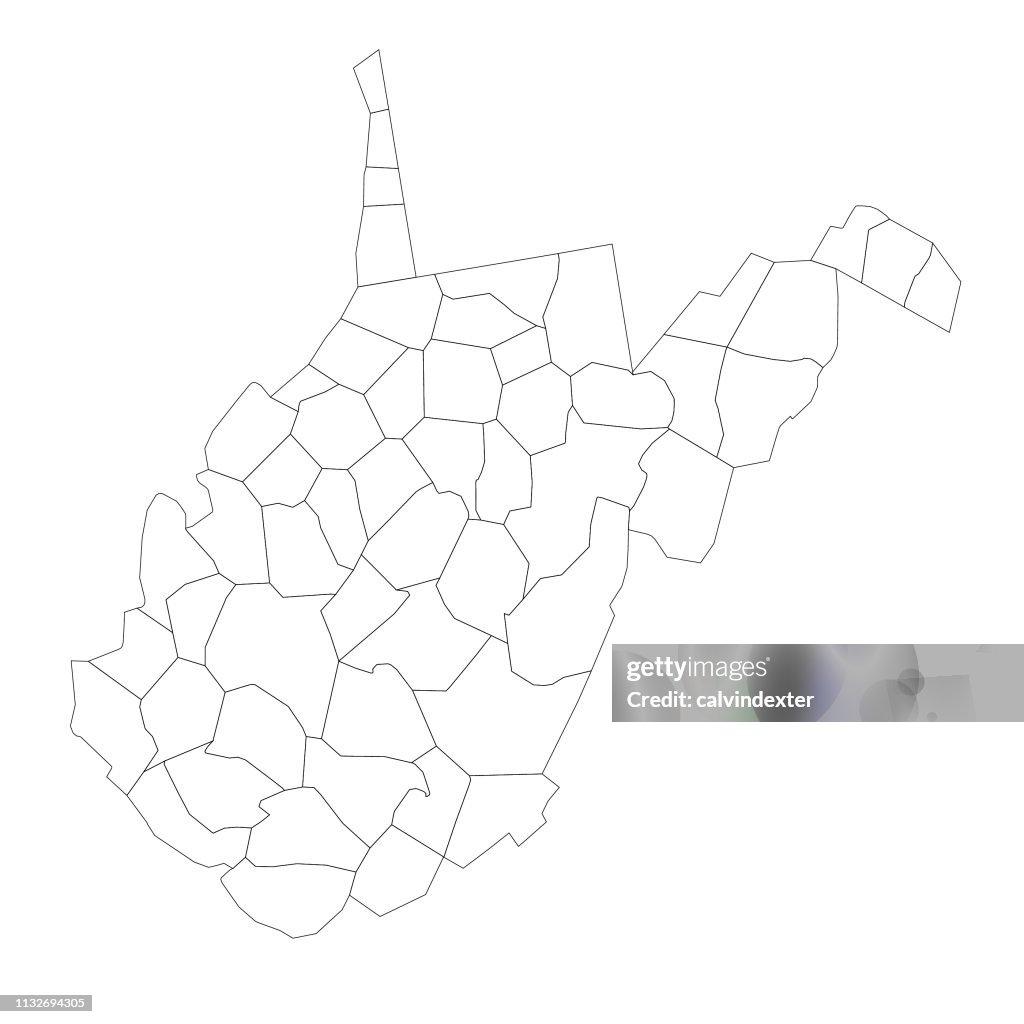 West Virginia state map with counties