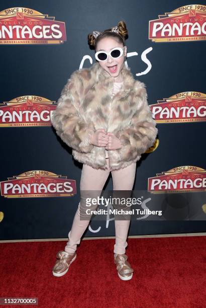 Kitana Turnbull attends the Los Angeles opening night performance of "Cats" at the Pantages Theatre on February 27, 2019 in Hollywood, California.