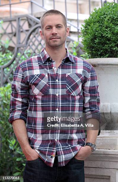 Actor Paul Walker attends "Fast & Furious 5" photocall at the Hassler Hotel on April 29, 2011 in Rome, Italy.