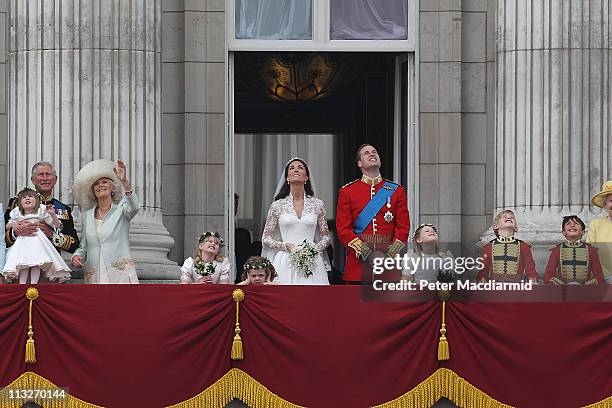 Prince Charles, The Prince of Wales with Camilla, Duchess of Cornwall with Eliza Lopes, Lady Louise Windsor, Grace van Cutsem, Prince William, Duke...