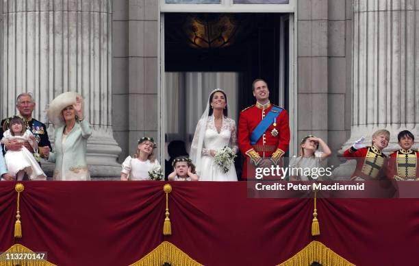 Prince Charles, The Prince of Wales with Camilla, Duchess of Cornwall with Eliza Lopes, Lady Louise Windsor, Grace van Cutsem, Prince William, Duke...