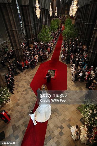 Catherine Middleton with her Father Michael Middleton and Bridesmaids arrive in Westminster Abbey for her Royal Wedding to Prince William at...