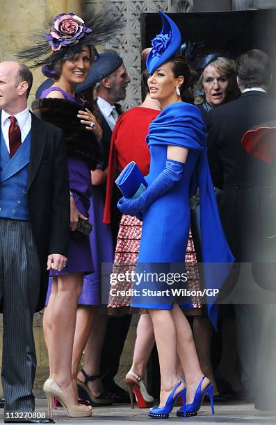 Tara Palmer-Tomkinson and her sister Santa Sebag-Montefiore arrive to attend the Royal Wedding of Prince William to Catherine Middleton at...