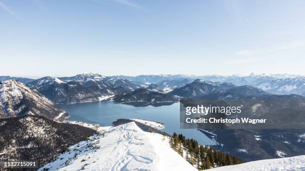 bayern - walchensee winter - karriereleiter stock pictures, royalty-free photos & images