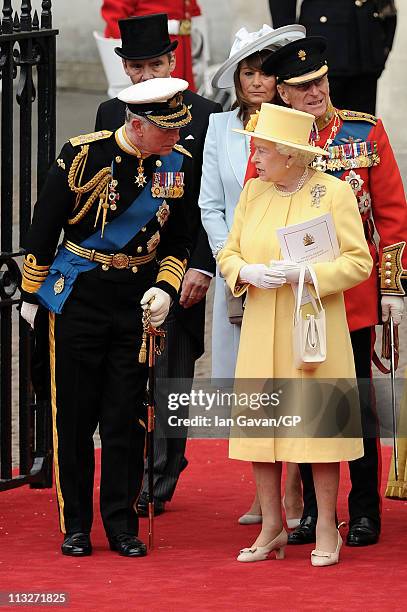 Prince Charles, Prince of Wales, Michael Middleton, Carole Middleton Prince Philip, Duke of Edinburgh, Queen Elizabeth II, Camill exit the Royal...