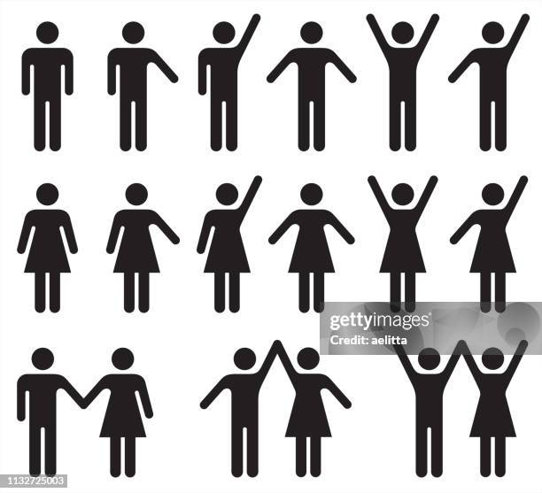 ilustraciones, imágenes clip art, dibujos animados e iconos de stock de conjunto de iconos de personas en blanco y negro – hombre y mujer. - cuerpo humano