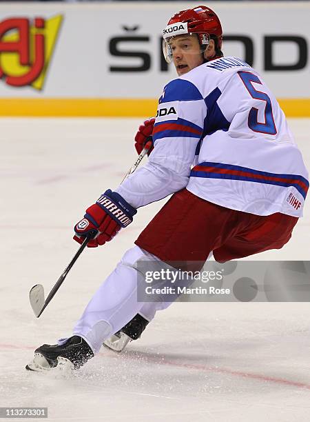 Ilya Nikulin of Russia skates during the IIHF World Championship group A match between Germany and Russia at Orange Arena on April 29, 2011 in...