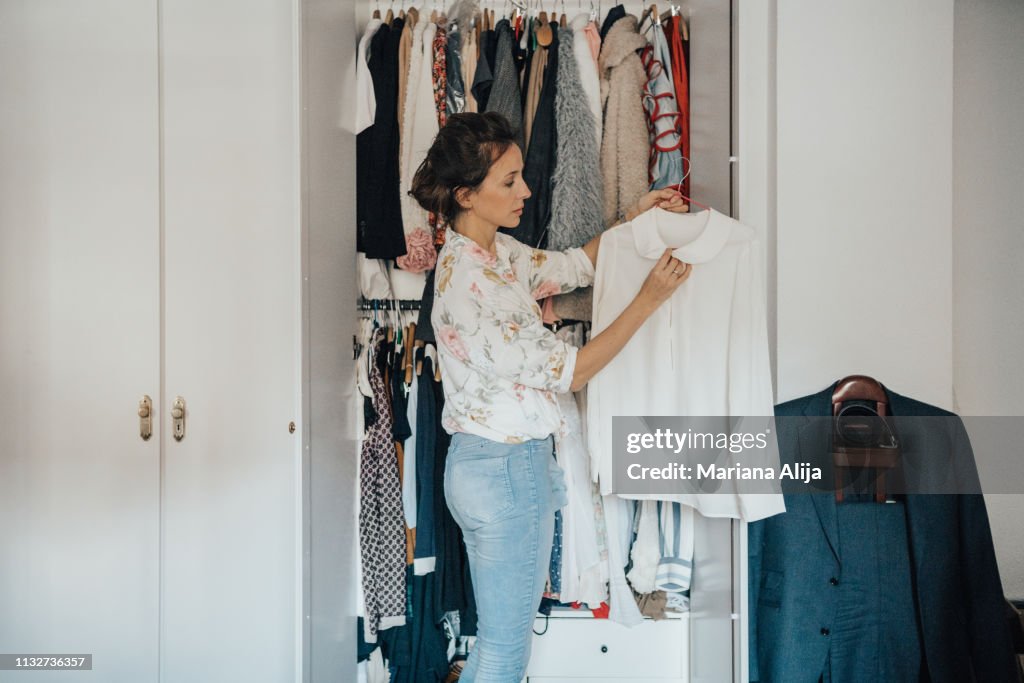 Woman getting ready for work
