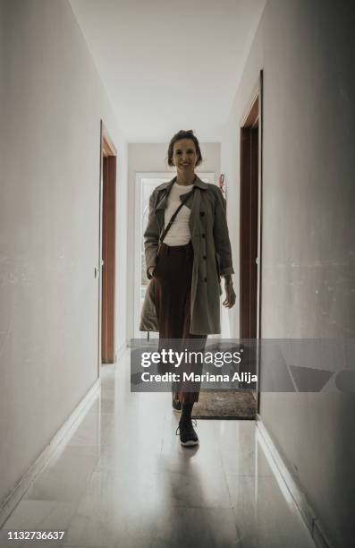 woman walking to her job - woman walking out door silhouette stock pictures, royalty-free photos & images