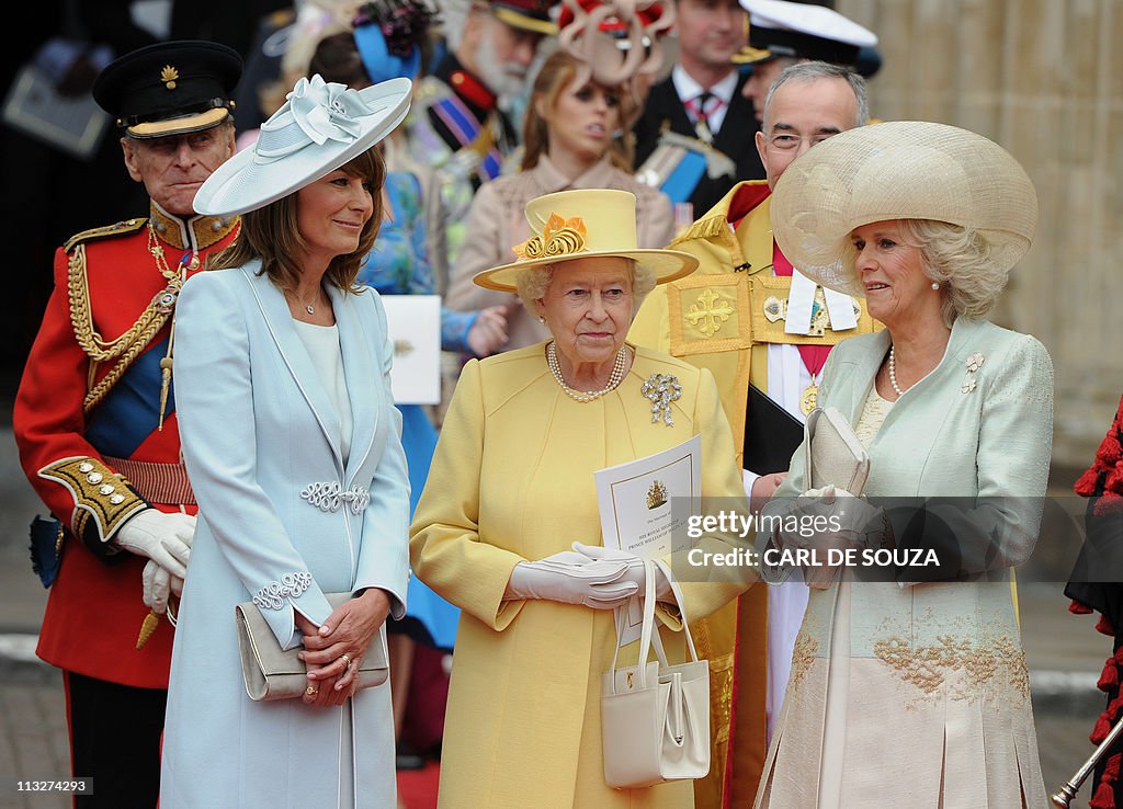 Britain's Queen Elizabeth II (C), Carole