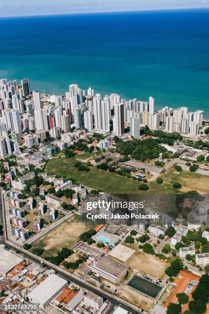 flying over the city of recife - recife skyline imagens e fotografias de stock