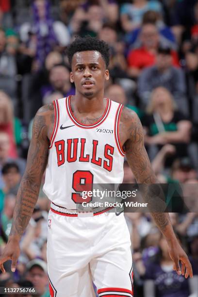 Antonio Blakeney of the Chicago Bulls looks on during the game against the Sacramento Kings on March 17, 2019 at Golden 1 Center in Sacramento,...