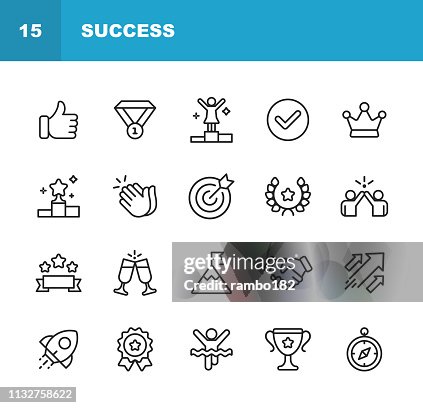 Iconos de líneas de éxito y premios. Trazo editable. Pixel Perfect. Para móvil y Web. Contiene iconos como ganar, trabajo en equipo, primer lugar, celebración, cohete. Iconos de líneas de éxito y premios. Trazo editable. Pixel Perfect. Para móvil y Web. Contiene iconos como ganar, trabajo en equipo, primer lugar, celebración, cohete.