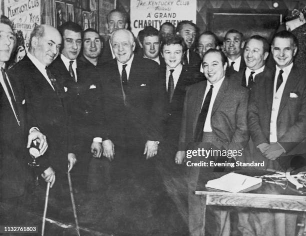 British twins gangsters Reginald 'Reggie' Kray and Ronald 'Ronnie' Kray and others at The Kentucky Club, Mile End, London, UK, 20th May 1969.