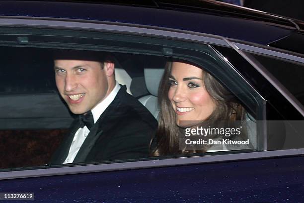 Prince William, Duke of Cambridge and Catherine, Duchess of Cambridge leave Clarence House for Buckingham Palace on April 29, 2011 in London,...