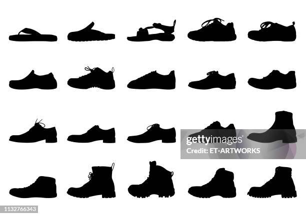 men shoes silhouett - dress shoe stock illustrations