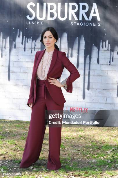 Italian actress Cristina Pelliccia during Suburra - The series - second season photocall at the Casa del Cinema at Villa Borghese. Rome, February...