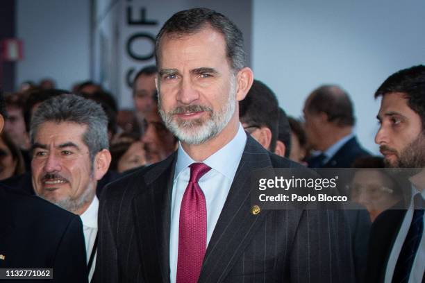 King Felipe VI of Spain attends the opening of ARCO 2019 at Ifema on February 28, 2019 in Madrid, Spain.