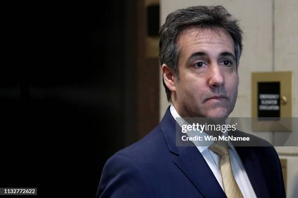Michael Cohen, former attorney and fixer for President Donald Trump, arrives for a closed hearing before the House Intelligence Committee at the U.S....