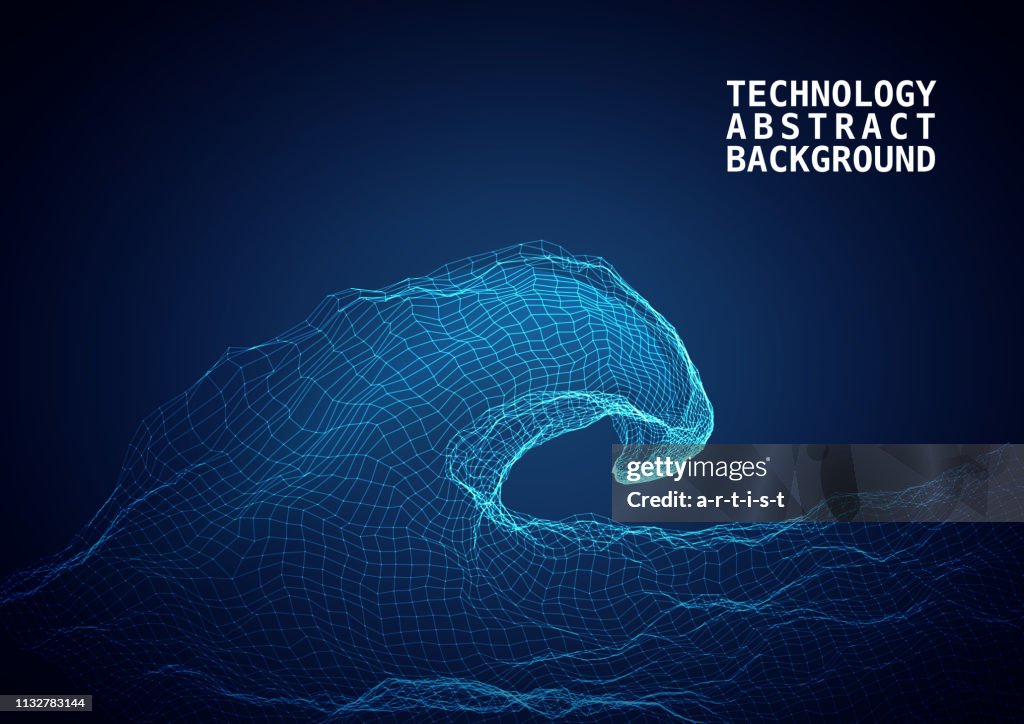 Abstract Technology Background With Wave3d High-Res Vector Graphic ...