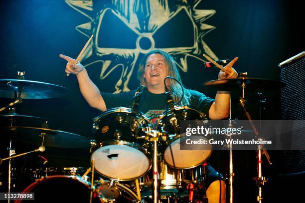 Reed Mullin of Corrosion Of Conformity performs on stage at the Corporation on April 29, 2011 in Sheffield, United Kingdom.