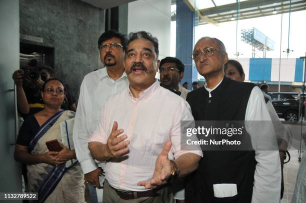 Makkal Needhi Maiam chief and Indian Actor Kamal Haasan a 'political' meet with the West Bengal chief minister Mamata Banerjee after the meeting a...