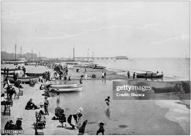 antique black and white photograph of england and wales: great yarmouth - norfolk england stock illustrations