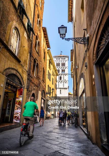 tuscany streets of lucca - lucca italy stock pictures, royalty-free photos & images