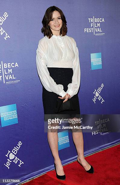 Actress Emily Mortimer attends the premiere of "Janie Jones" during the 10th annual Tribeca Film Festival at SVA Theater on April 29, 2011 in New...
