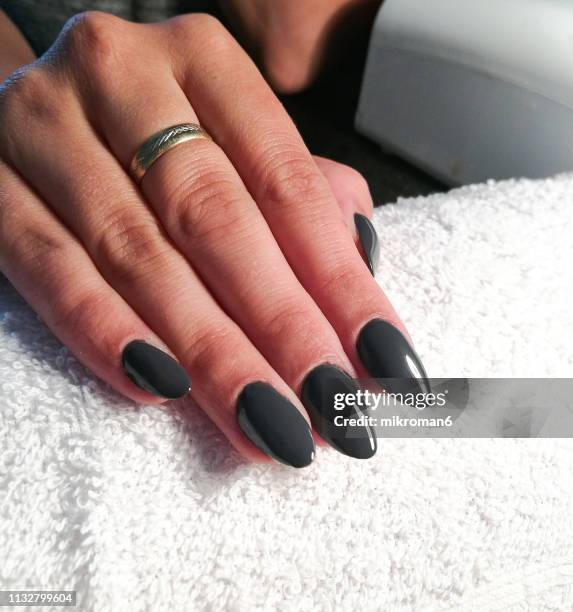 close-up of woman fingers with nail art manicure - acrylic nails stock pictures, royalty-free photos & images