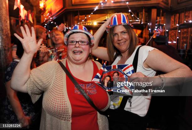 Party Goers dress up and celebrate the Royal Wedding during clubnight Love To Love's special Royal Wedding Reception at The George Tavern on April...