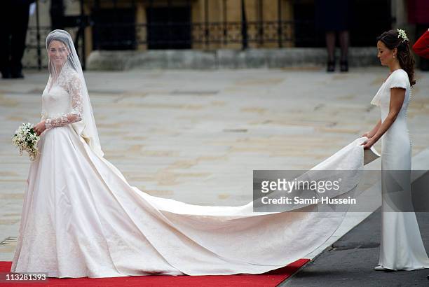 Catherine Middleton and her sister and Maid of Honour Pippa Middleton arrive for the Wedding of Prince William and Catherine Middleton at Westminster...