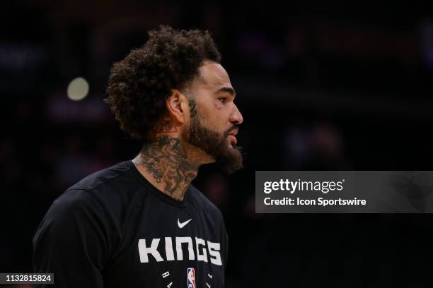 Sacramento Kings Center Willie Cauley-Stein before the Sacramento Kings vs Los Angeles Lakers game on March 24 at STAPLES Center in Los Angeles, CA.