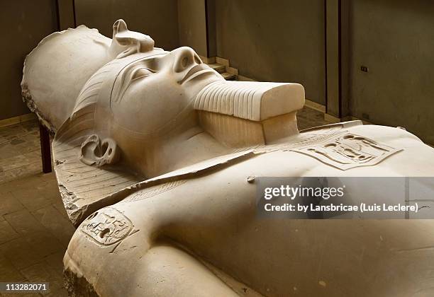 the colossus of rameses ii in memphis - statue von pharao ramses ii stock-fotos und bilder