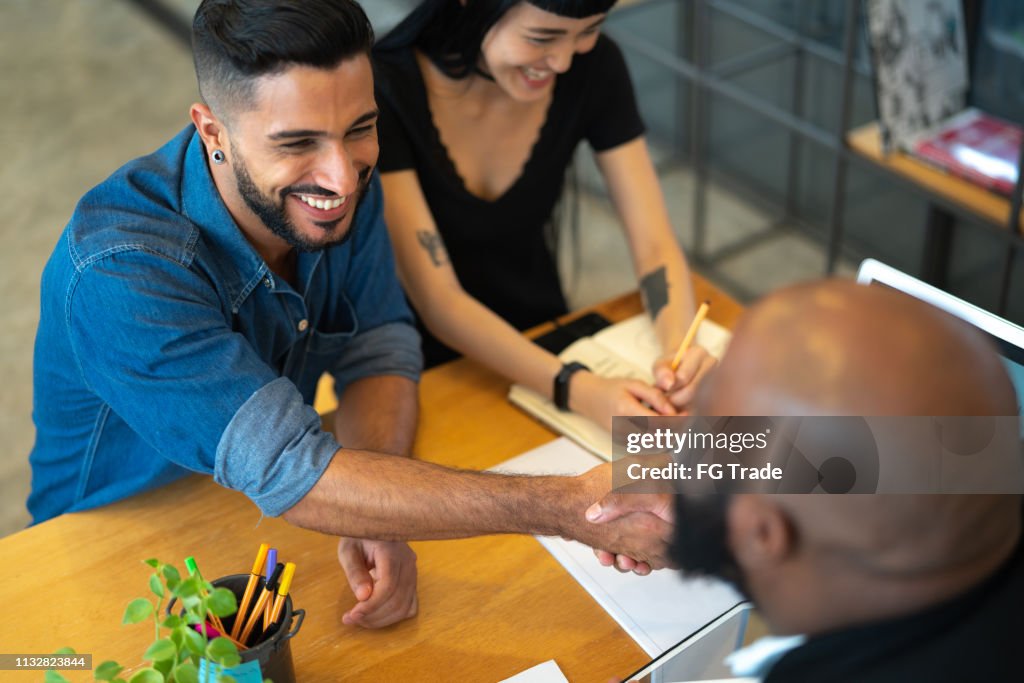 Advice and financial review at business meeting