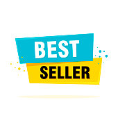 Ribbon banner with text Best seller tag speech bubble. Vector Illustration