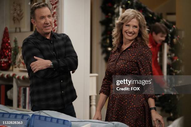 Tim Allen and Nancy Travis in the "The Gift of the Mike Guy" episode of LAST MAN STANDING airing Friday, Dec. 14 on FOX.