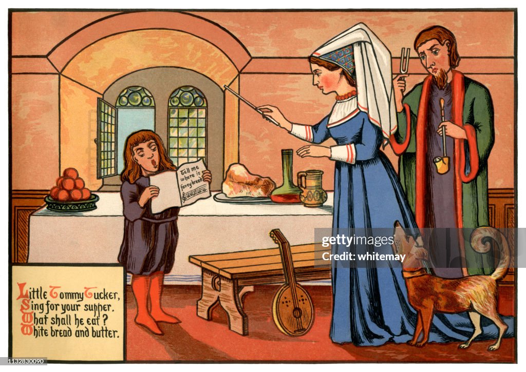 'Little Tommy Tucker' - Victorian nursery rhyme illustration